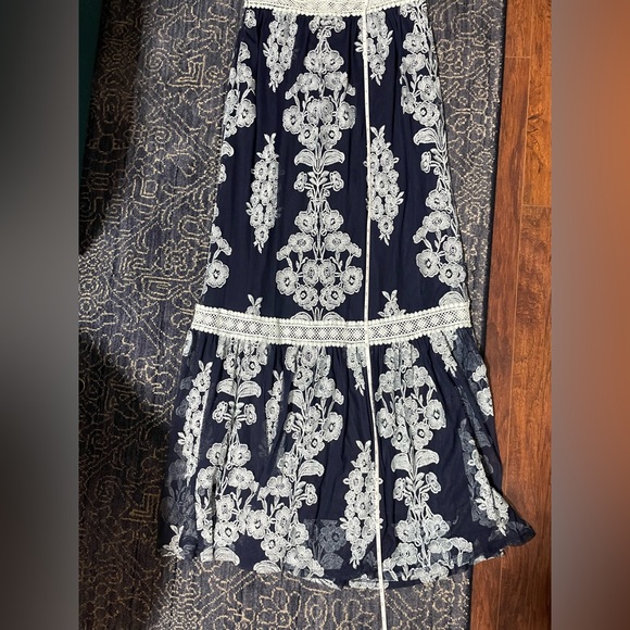 Arissa Embroidered Maxi Skirt in Navy - Picture 5 of 14